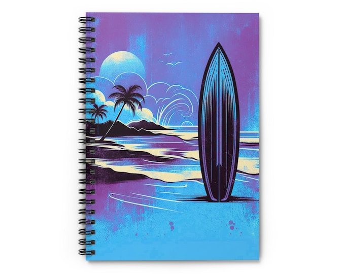 Coastal Surfing Notebook: Beach-Themed Journal, Ruled Pages