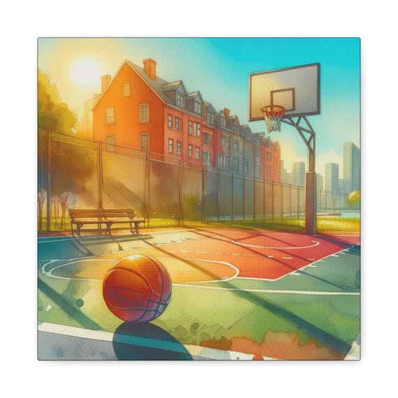 Ground Zero Basketball Canvas Art: Courtside Prismatic Accent
