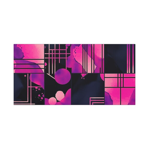 Poppin' Pink Abstract Canvas Wall Art: Modern Geometric Decor (30x15)