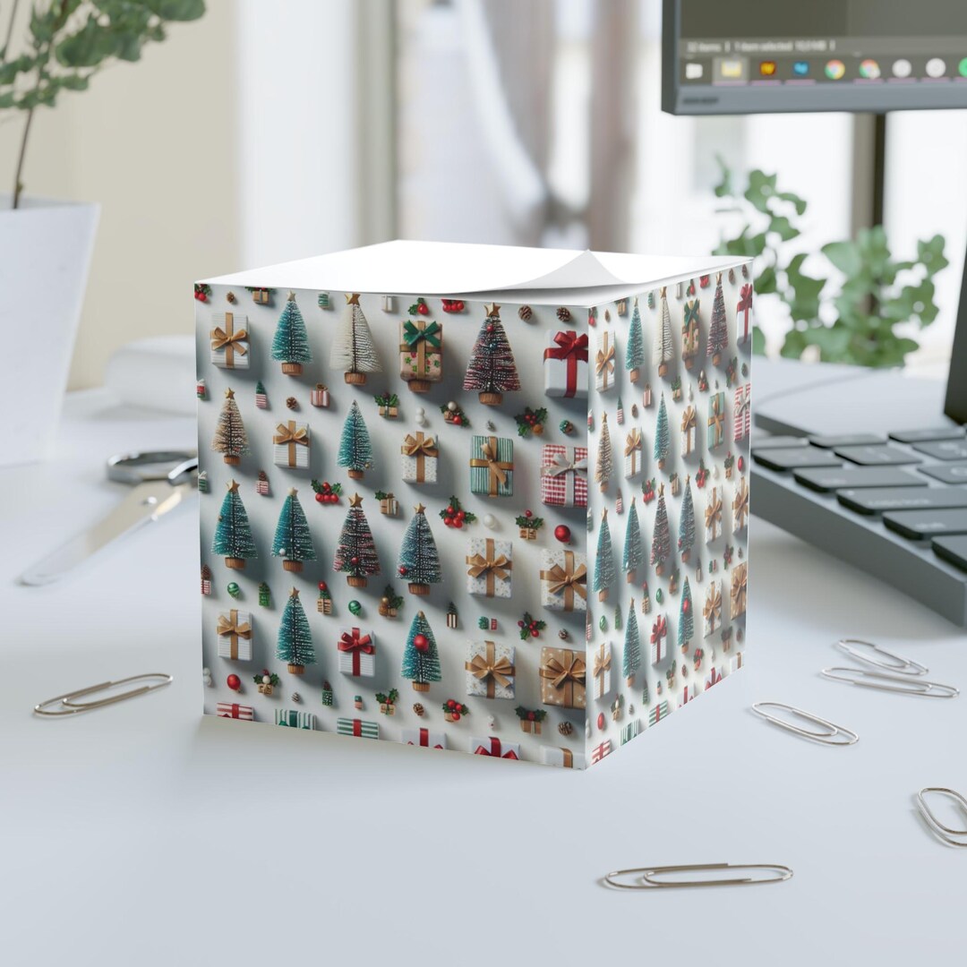 Mini Cozy Christmas Note Cube, Holiday Memo Pad, X-mas Stationery Set ...