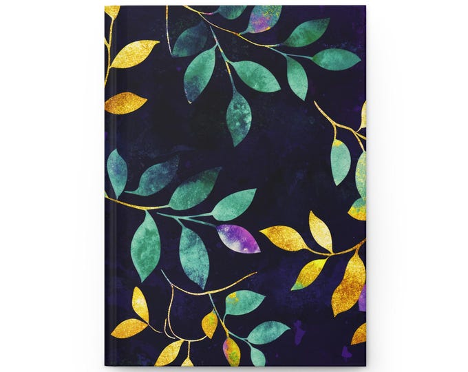 Watercolor Leaf Vines Hardcover Journal | Matte Botanical Notebook