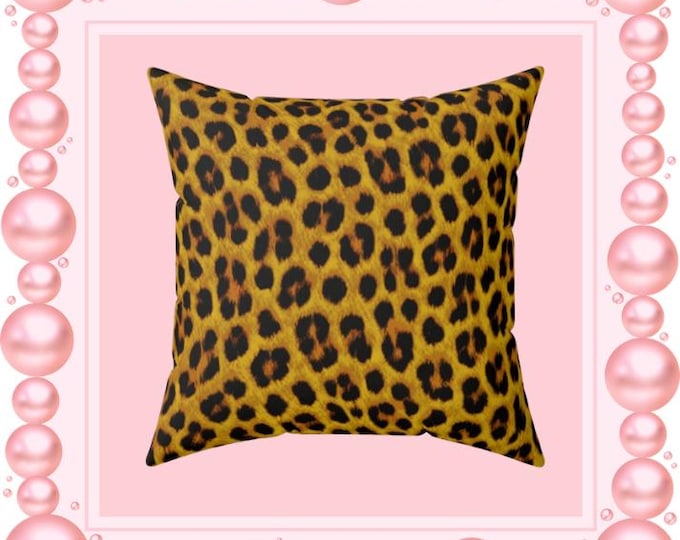 Leopard Print Throw Pillow: Stylish Spun Polyester Accent (16x16)