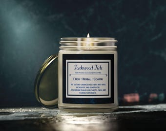Teakwood Tide Hand Poured Coconut Apricot Wax Candle Jar 4oz & 9oz | Coastal Scented Candle