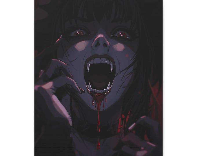 Gothic Vampire Matte Canvas Wall Art: Macabre Halloween Decor