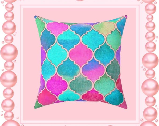 Moroccan Geometric Pillow: Bohemian Home Decor Accent Pillow