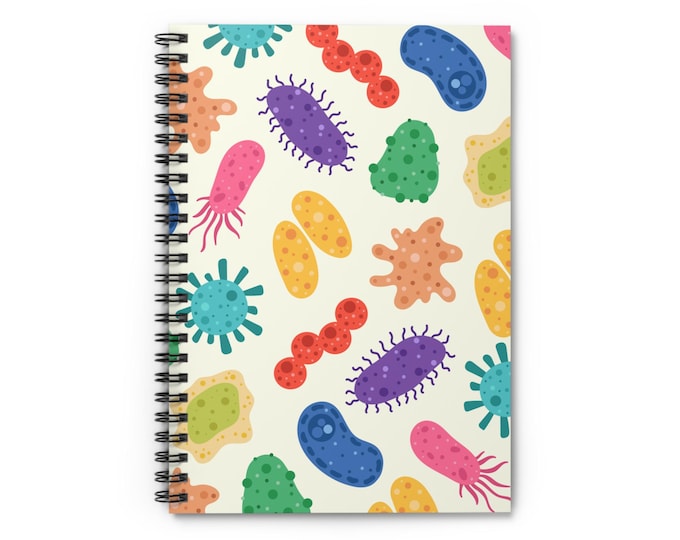 Colorful Microbe Pattern Spiral Notebook | Ruled Lined Journal