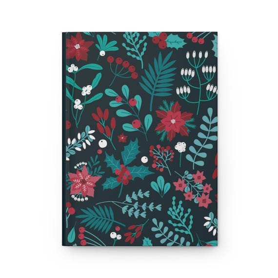 Teal Holly & Floral Hardcover Journal: Ruled Lines, Writing, Planning