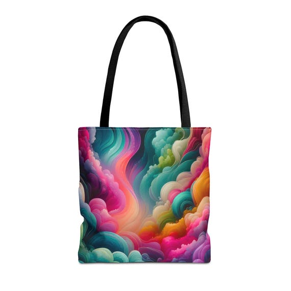 Cosmic Cloud Hand Tote Bag: Colorful Reusable Carryall