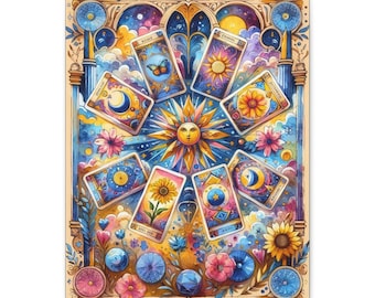 Cosmic Realm Abstract Tarot Canvas Art: Boho Home Decor, Spiritual Gift