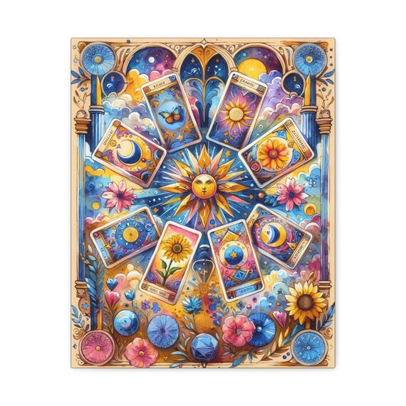 Cosmic Realm Abstract Tarot Canvas Art: Boho Home Decor, Spiritual Gift