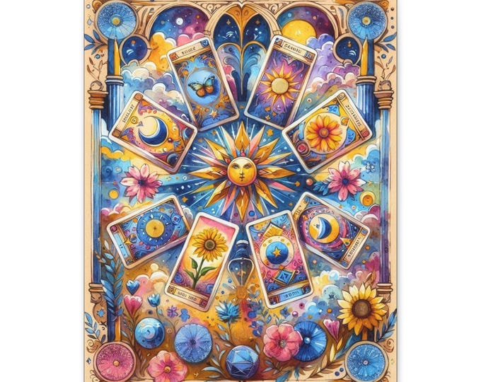 Cosmic Realm Abstract Tarot Canvas Art: Boho Home Decor, Spiritual Gift