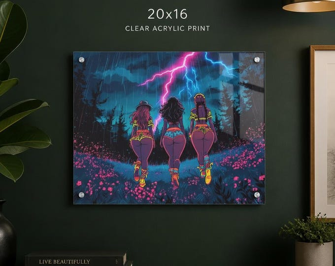 Neon Valkyries Acrylic Print | French Cleat Wall Art