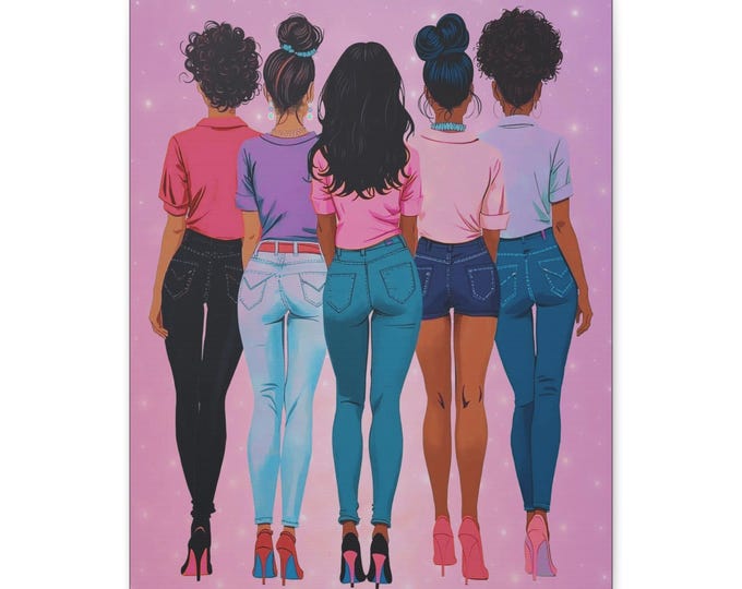 Soul Sisters Standing Together Abstract Matte Canvas