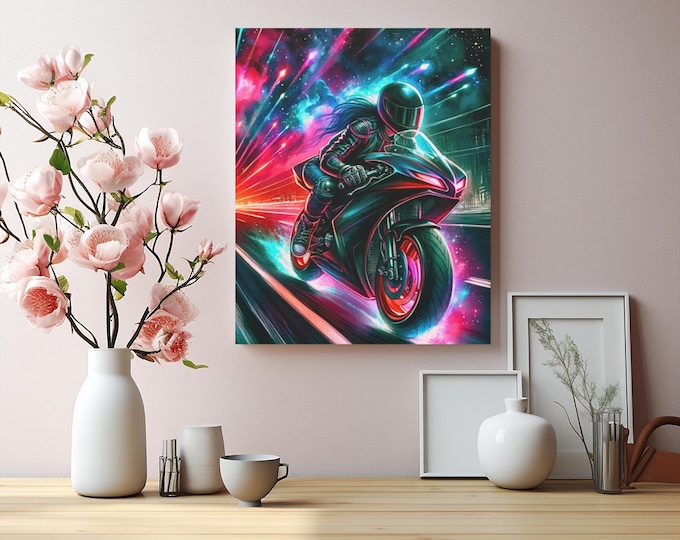 SuperSport Motorcycle Canvas, Throttle Therapy Artwork, Biker Gift (16x20)
