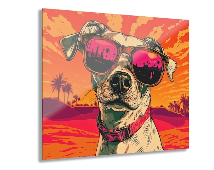 Sunsets & Sunglasses Acrylic Print French Cleat Hanging | Abstract Animal Portrait Home Decor