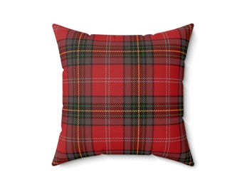 Red Plaid Throw Pillow: Festive Holiday Home Decor (16x16)