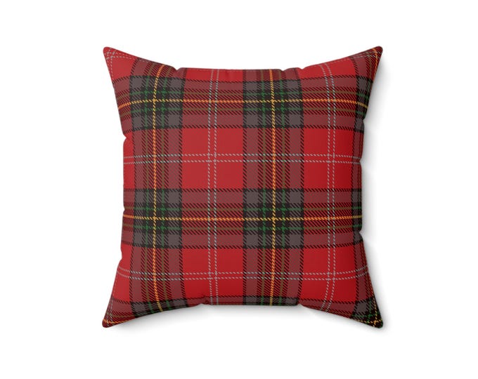 Red Plaid Throw Pillow: Festive Holiday Home Decor (16x16)