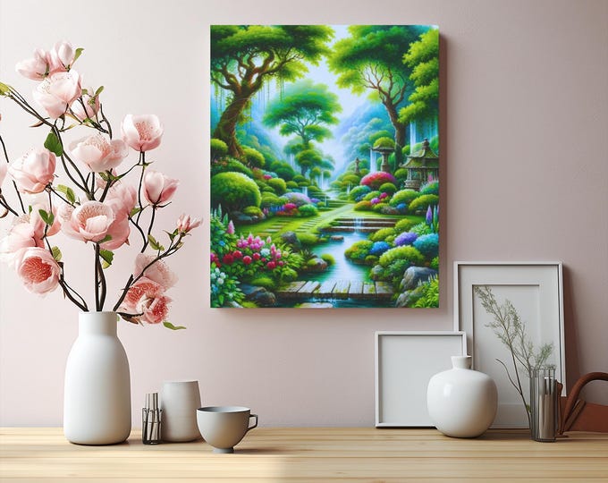 Botanical Canvas Wall Art: Serene Nature Landscape (16x20 Canvas Only)