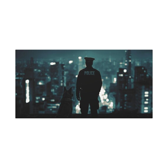 Officer & K9 Canvas: Law Enforcement Appreciation Wall Art