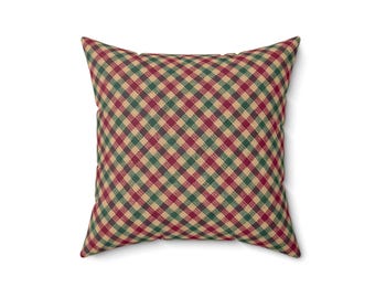 Plaid Throw Pillow: Spun Polyester Decorative Cushion (16x16)