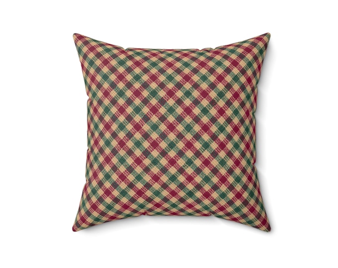 Plaid Throw Pillow: Spun Polyester Decorative Cushion (16x16)