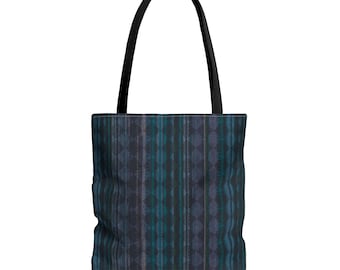 Turquoise Ash Plaid Hand Tote Bag, Stylish Canvas Bag