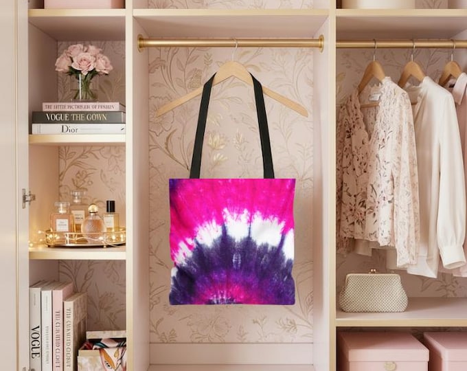 Pink & Purple Tie Dye Tote Bag | Polyester Reuseable Handbag