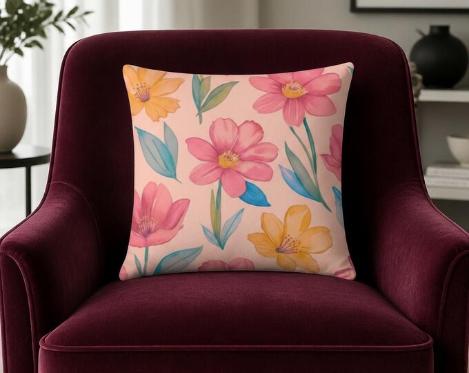 Botanical Blush Throw Pillow: Floral Home Decor, 16x16