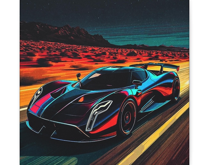 Racecar Sketch Canvas Art: Automotive Garage Decor, Gift for Car Enthusiasts