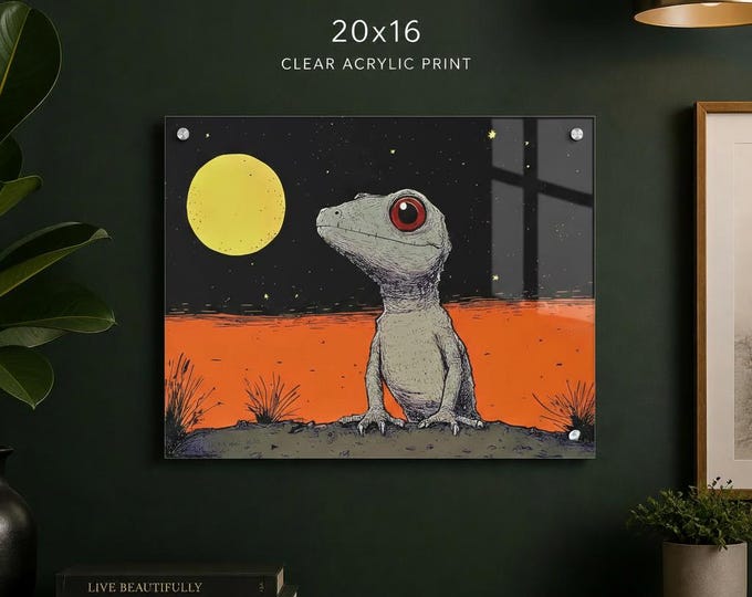 Wide-Eyed Gecko Nightscape Acrylic Print | French Cleat Hanging