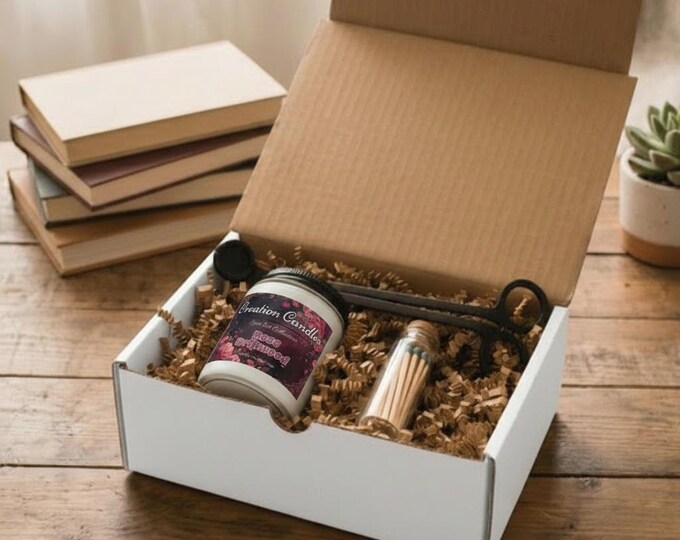 Rose Driftwood Candle Set Box | Scented Candle Jar & Matches