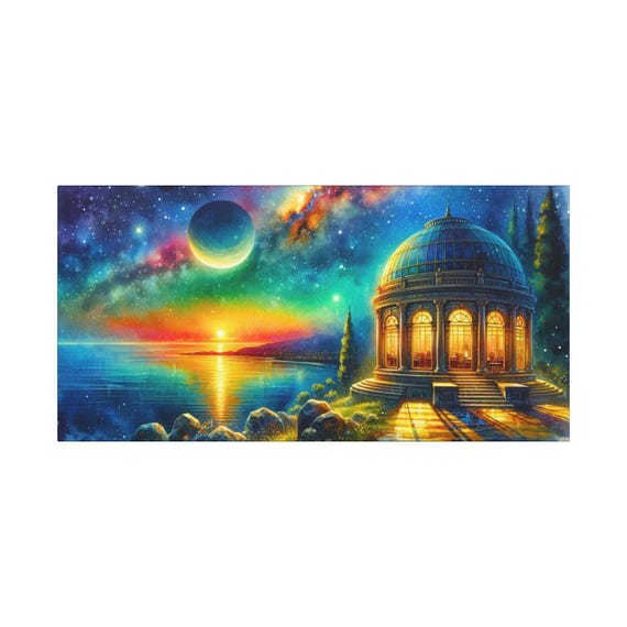 Planetarium Canvas Wall Art: Modern Dreamlike Sunset, 30x15