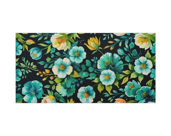 Emerald Floral Canvas Wall Art: Modern Home Decor, Sustainable Pine Wood