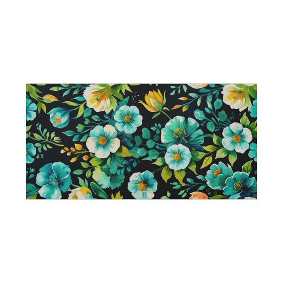 Emerald Floral Canvas Wall Art: Modern Home Decor, Sustainable Pine Wood