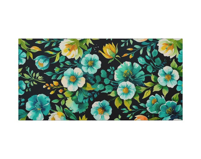 Emerald Floral Canvas Wall Art: Modern Home Decor, Sustainable Pine Wood