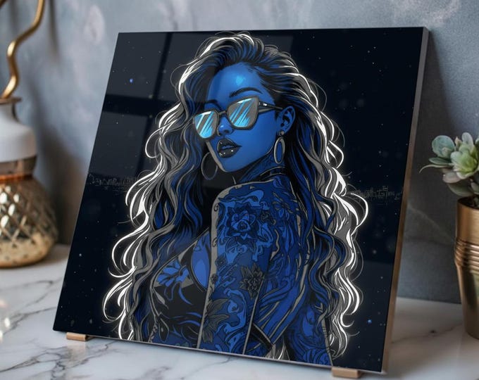 The Midnight Gaze Acrylic Print | Neon Pop Art Wall Accent with French Cleat Hanging