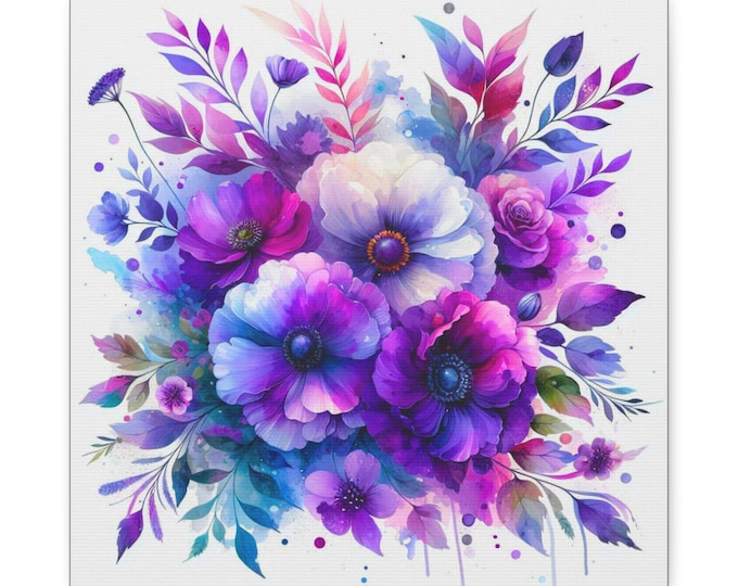 Floral Canvas Wall Art: Colorful Periwinkle Charm Canvas Decor