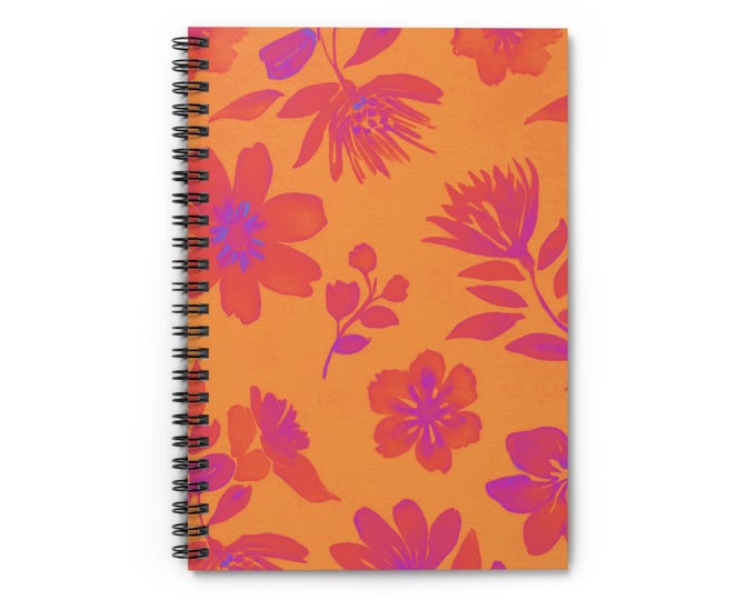 Floral Blaze Spiral Notebook: Ruled Line Journal, Art Sketchbook