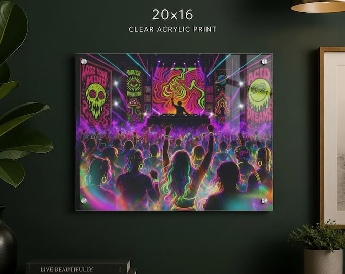 Prismatic Rave Acrylic Print | Eccentric Concert Wall Art French Cleat Hanging