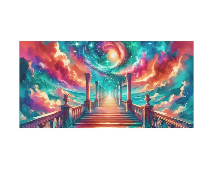 Ascension Spiral Canvas Art: Cosmic Pathway, Dreamy Celestial Landscape