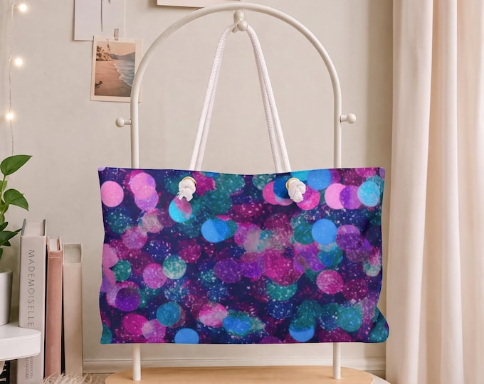 Jaded Sparkle Weekender Bag | Purple Blue Pink Bokeh Travel Tote