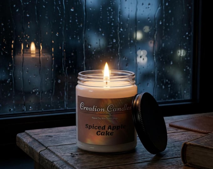 Spiced Apple Cake Natural Soy Wax Candle Jar 9oz | Apple Scent | Hand Poured