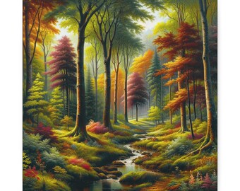 October's Hallmark Matte Canvas Wall Artwork | Tranquil Nature Decor, Botanical Artwork, Serene Forest Landscape