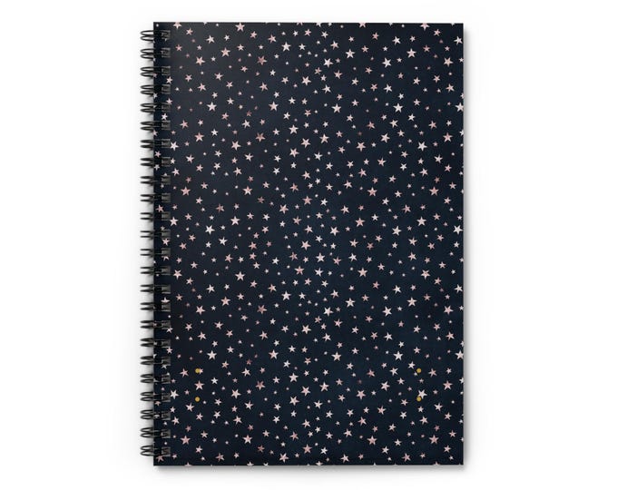 Navy Blue Gold Stars Spiral Notebook | Ruled Line Journal