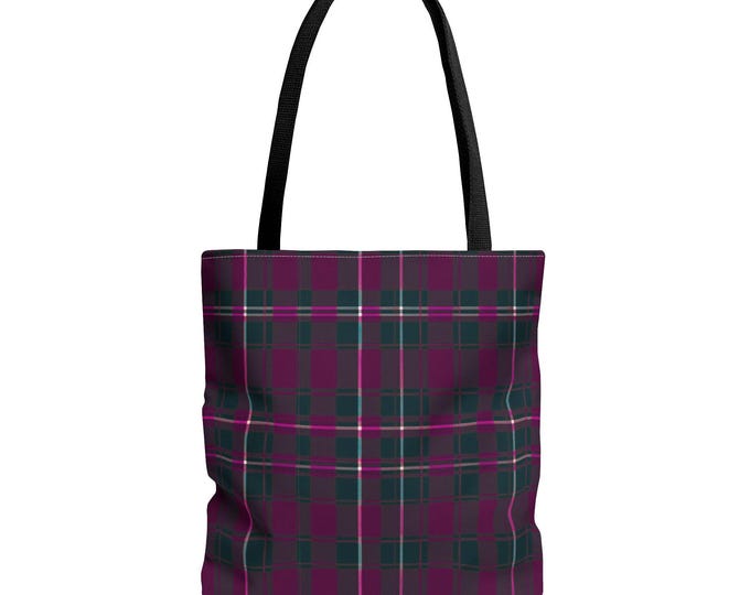 Stylish Burgundy Plaid Hand Tote Bag