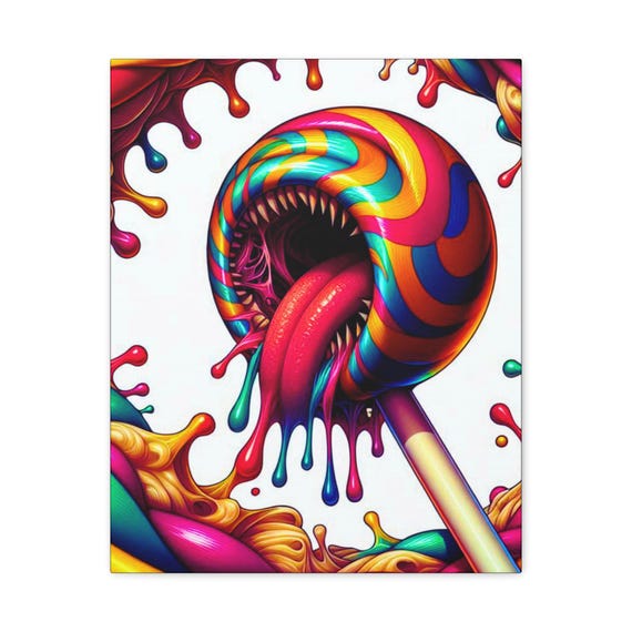 Psychedelic Lollipop Canvas Wall Art: Vibrant Abstract Decor (16x20 Canvas Only)