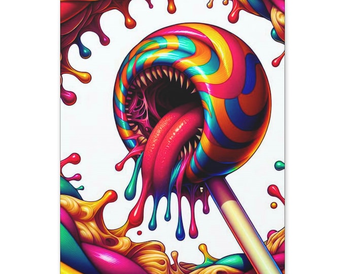 Psychedelic Lollipop Canvas Wall Art: Vibrant Abstract Decor (16x20 Canvas Only)