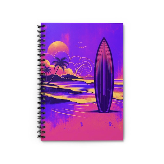 Sunset Wave Spiral Notebook: Surfing Journal, Coastal Diary