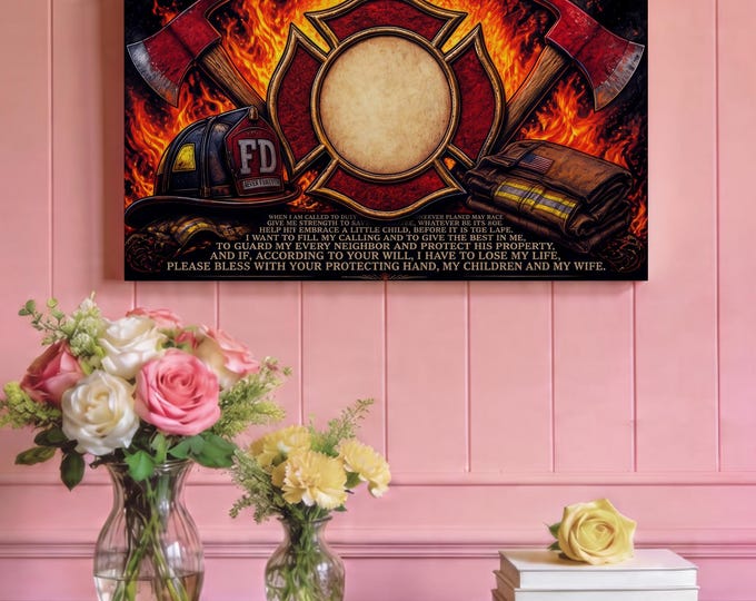 PERSONALIZE Firefighter Maltese Cross Tribute Matte Canvas | First Responders' Memoriam Artwork