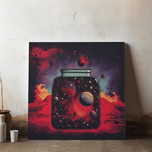 Planetas cósmicos en lienzo, arte, decoración celestial de ciencia ficción